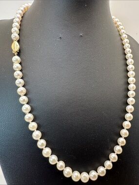 14k Gold Imperial Pearl Syndicate Genuine Pearl Necklace 19” Crown Clasp Akoya?